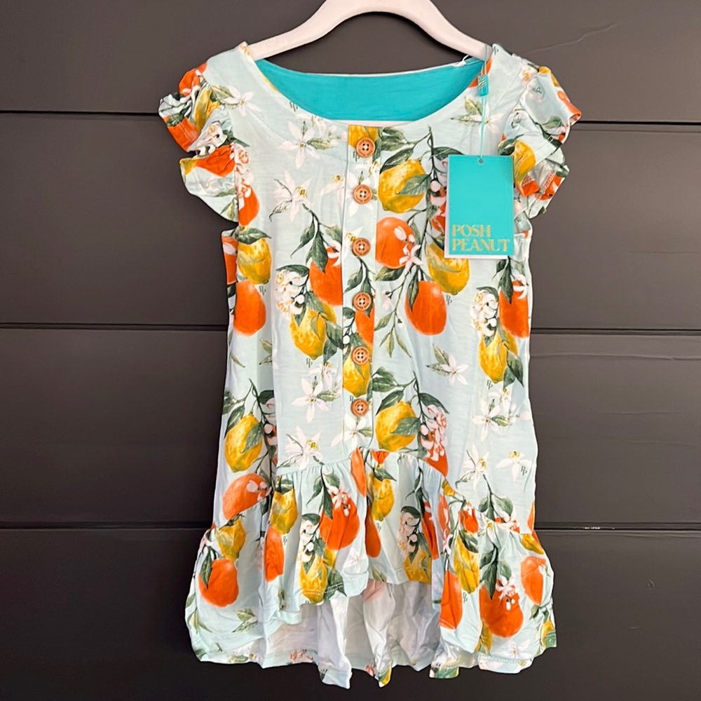 🍊Posh Peanut Mirabella Henley ruffled cap sleeve hi low dress